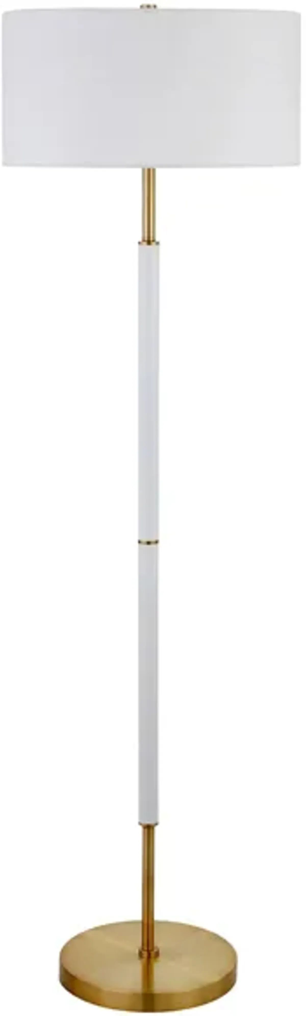 Cassius 2-Bulb Floor Lamp in Matte White/Brass by Hudson & Canal