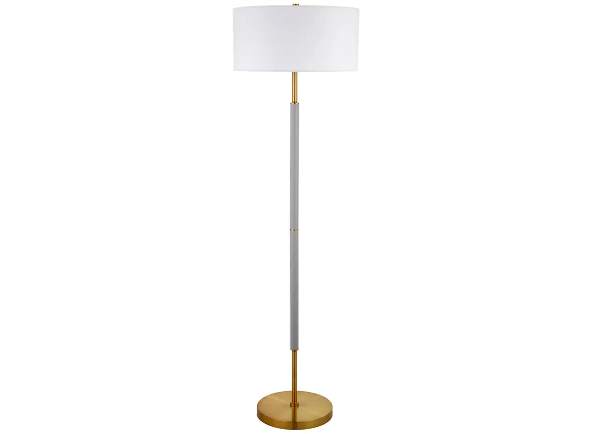 Cassius 2-Bulb Floor Lamp in Cool Gray/Brass by Hudson & Canal