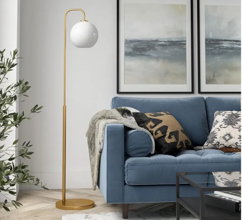 Hannes Arc Floor Lamp in Brass by Hudson & Canal