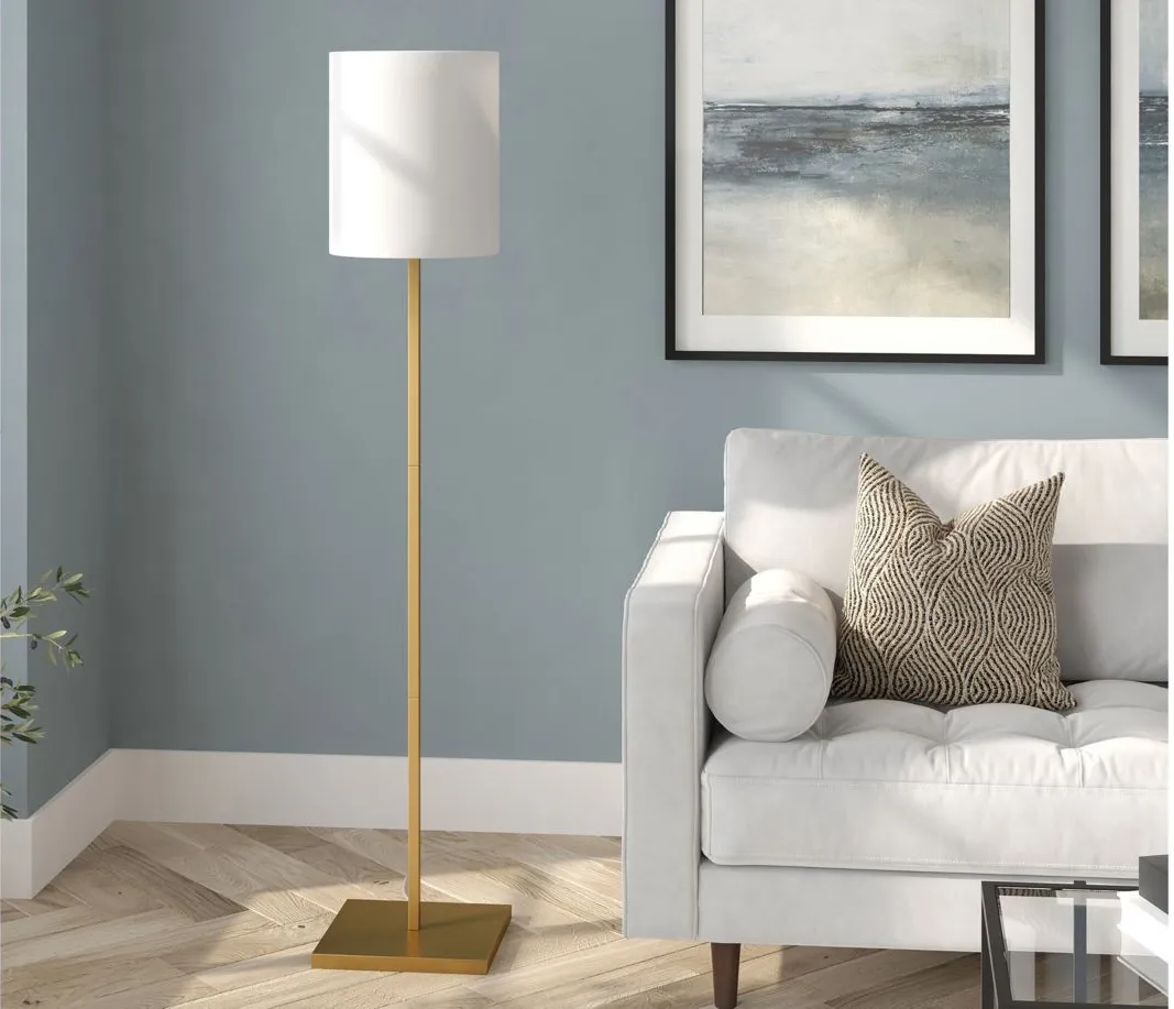 Kelseigh Square Base Floor Lamp in Brass by Hudson & Canal