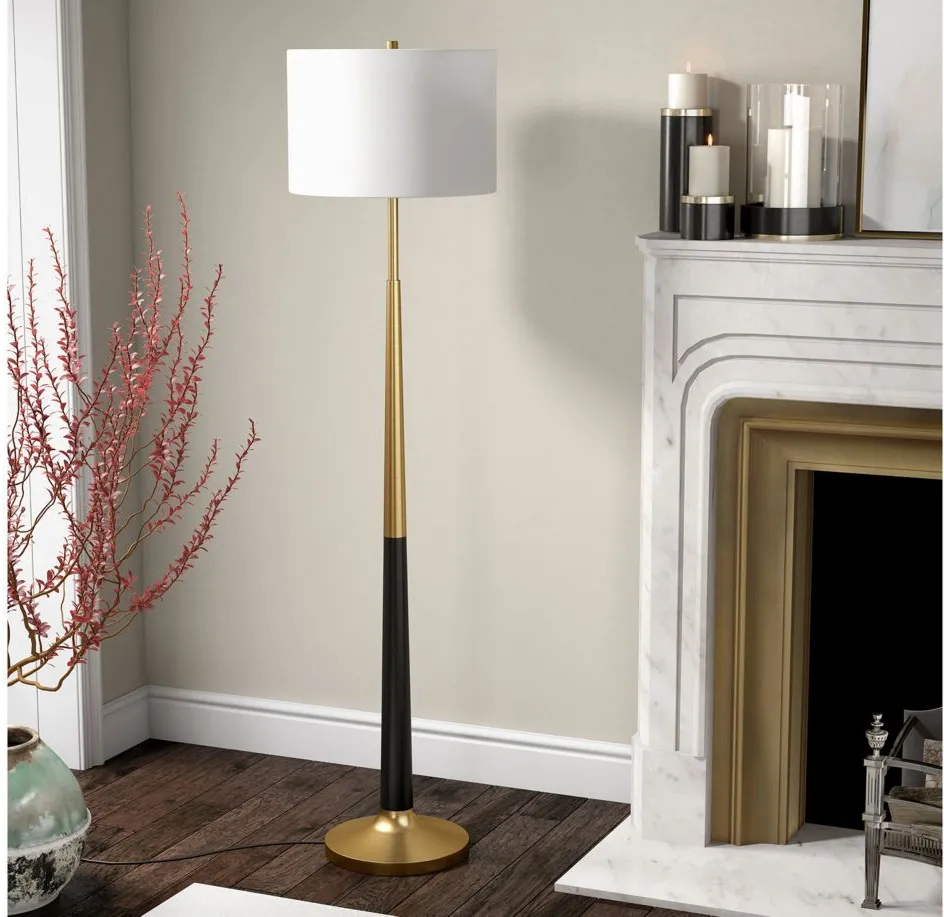 Reese Floor Lamp in Brass/Matte Black by Hudson & Canal