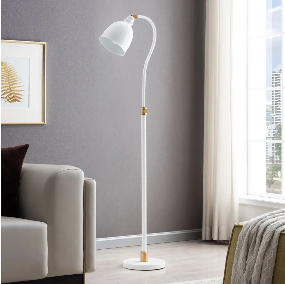 Kramer Floor Lamp in Matte White;Brass by Hudson & Canal