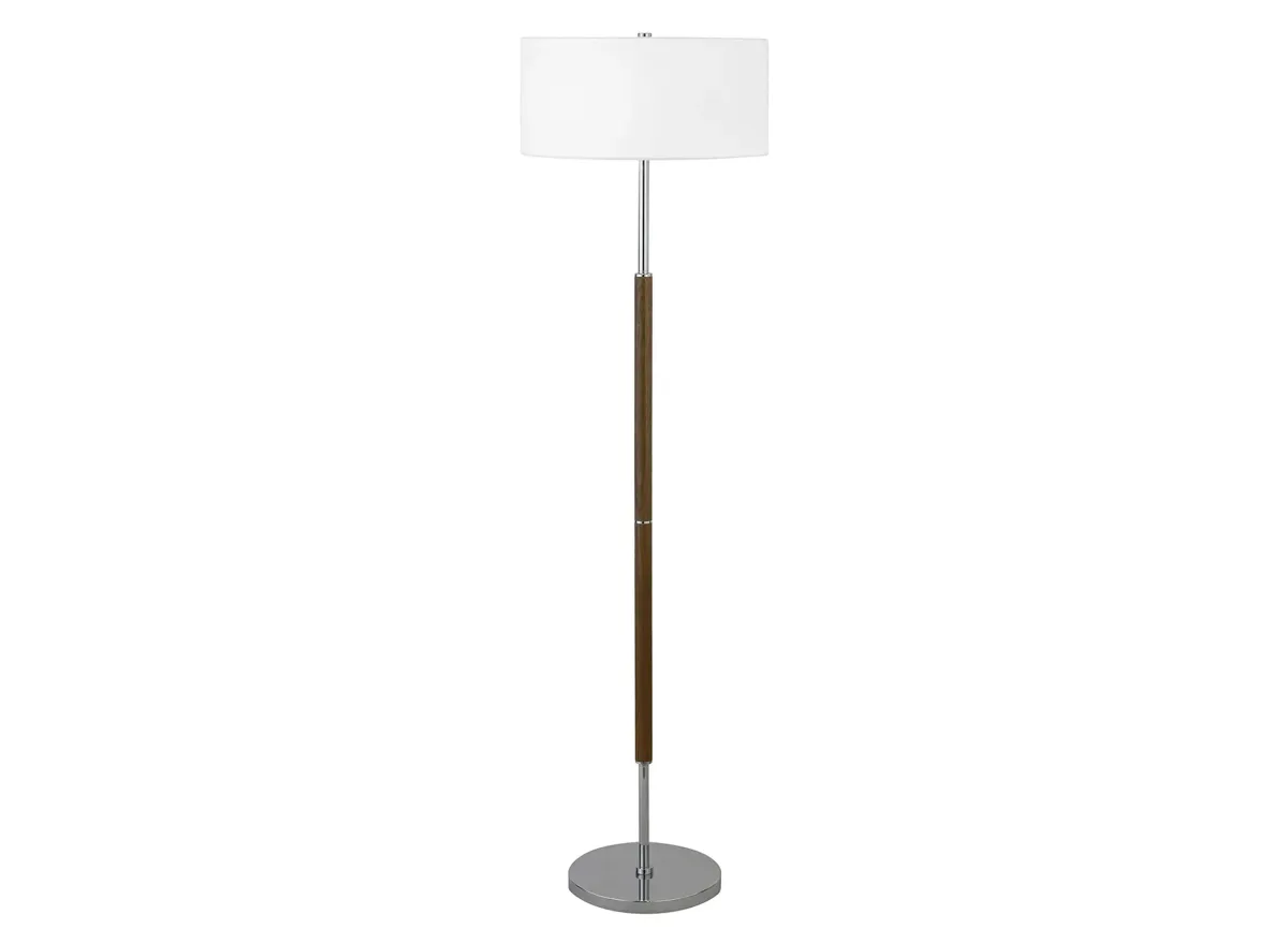 Cassius Floor Lamp in Rustic Oak;Polished Nickel by Hudson & Canal