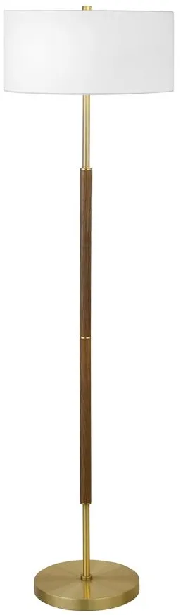 Cassius Floor Lamp in Rustic Oak;Brass by Hudson & Canal