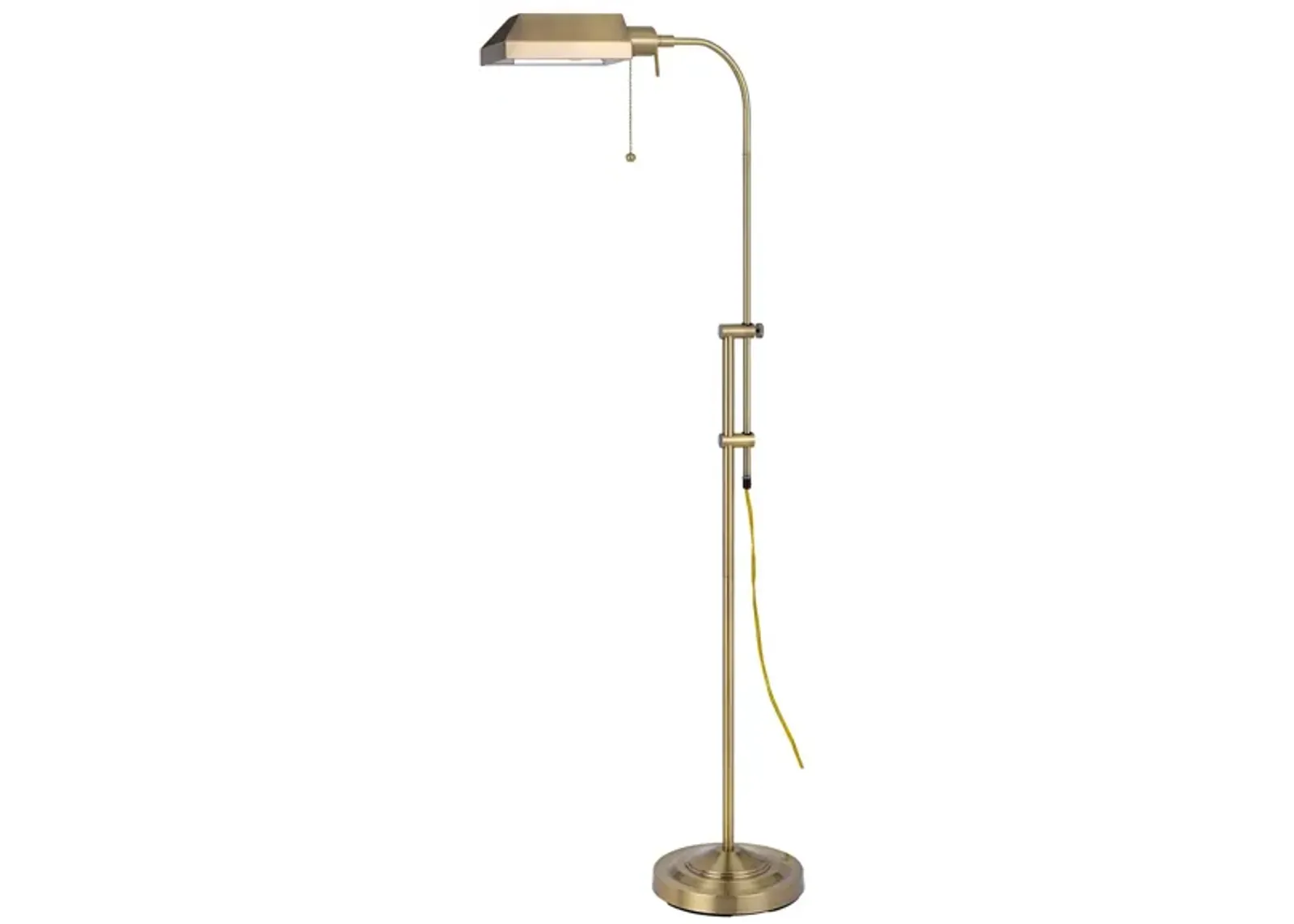 Pharmacy Floor Lamp w/ Adjustable Pole in Antique Brass by Cal Lighting