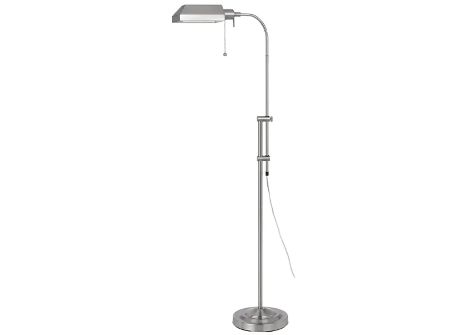 Pharmacy Floor Lamp w/ Adjustable Pole in Brushed Steel by Cal Lighting