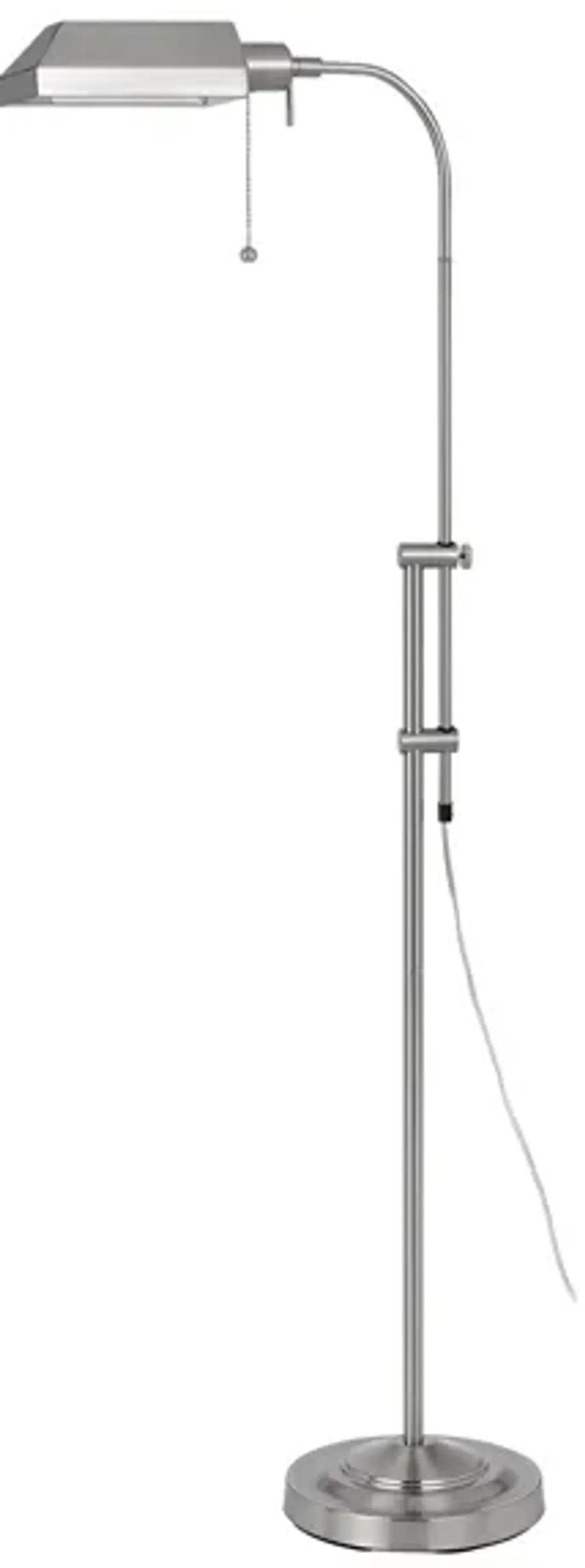 Pharmacy Floor Lamp w/ Adjustable Pole in Brushed Steel by Cal Lighting