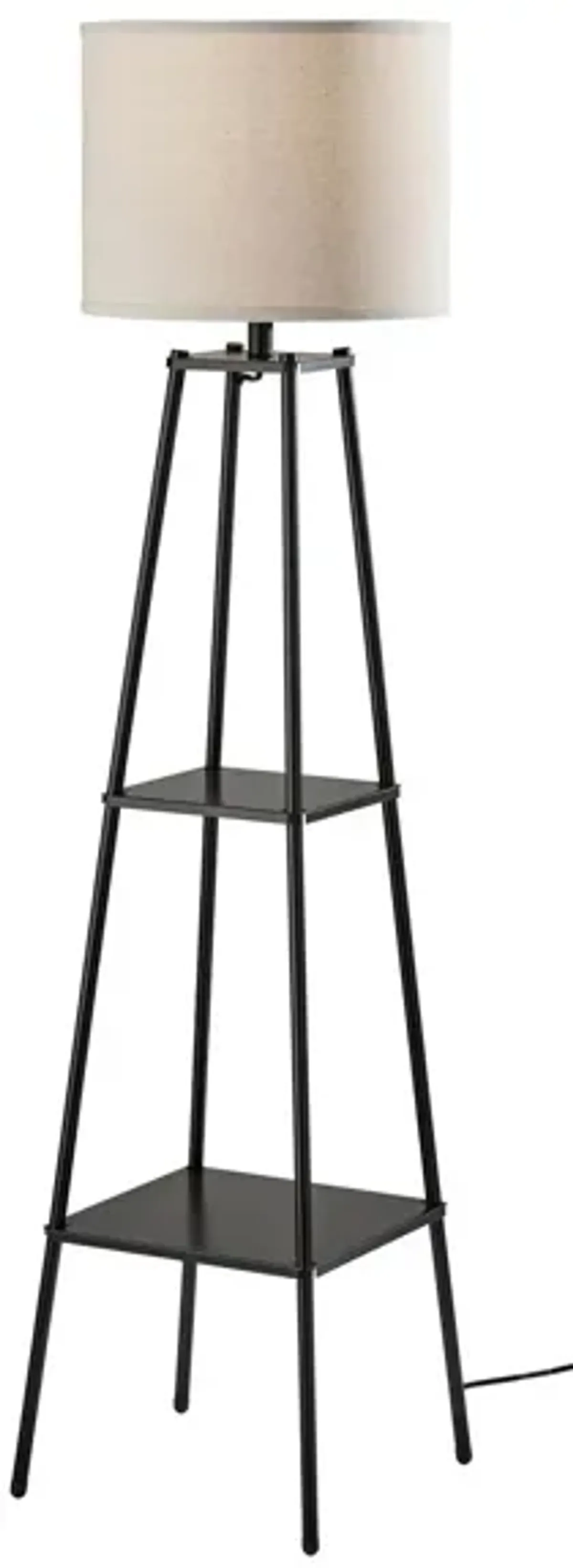 Adrian Floor Lamp w/ Shelves in Black by Adesso Inc