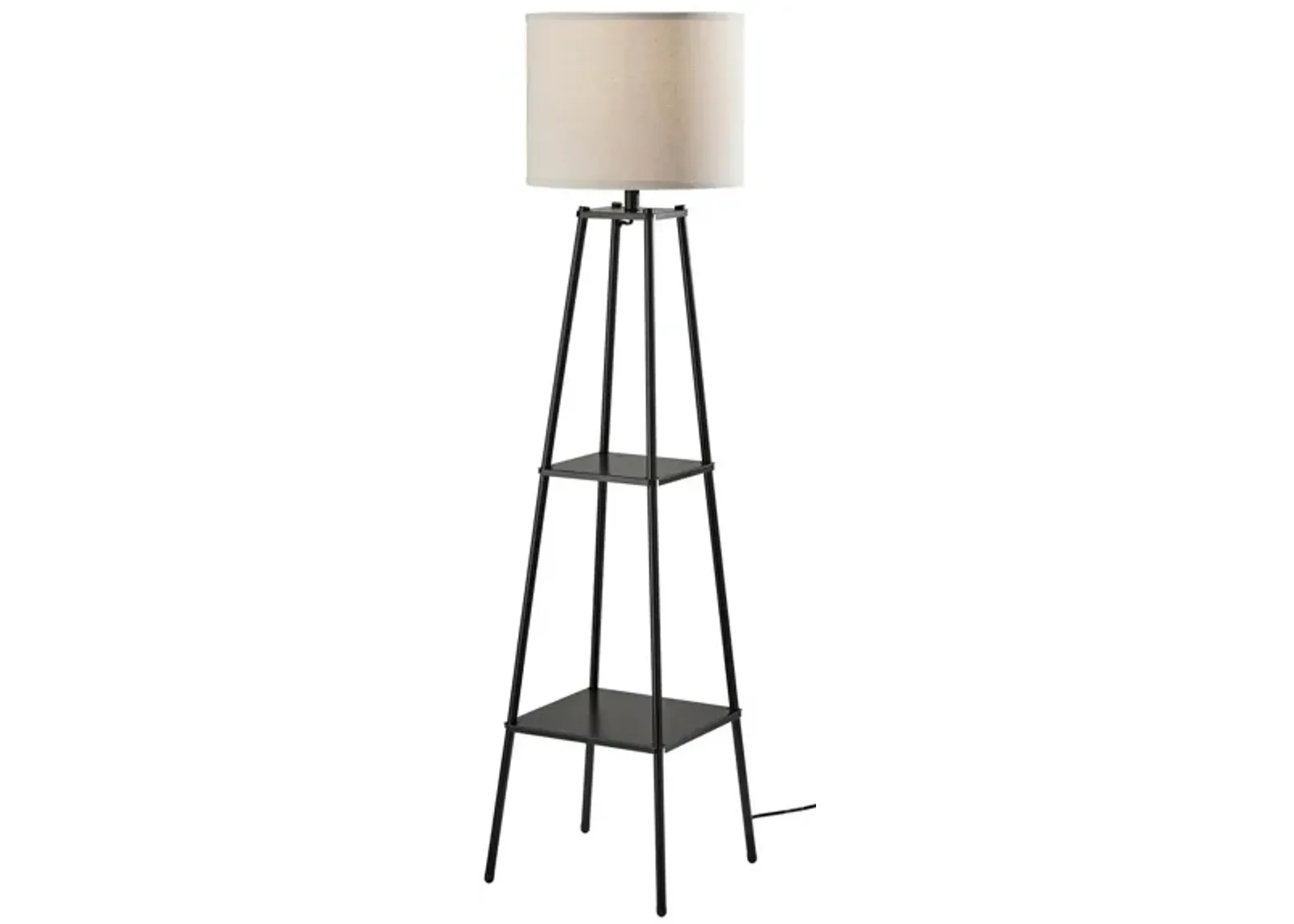 Adrian Floor Lamp w/ Shelves in Black by Adesso Inc