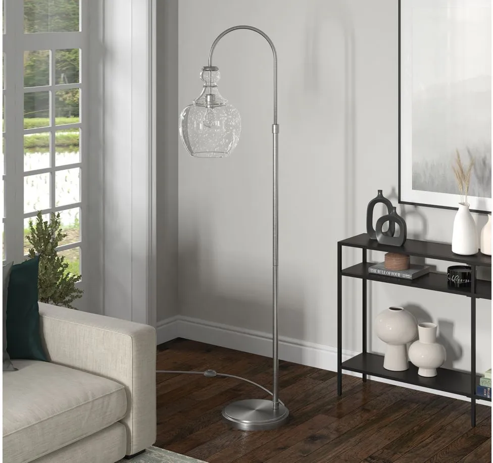 Nadire Seeded Glass Arc Floor Lamp in Brushed Nickel by Hudson & Canal