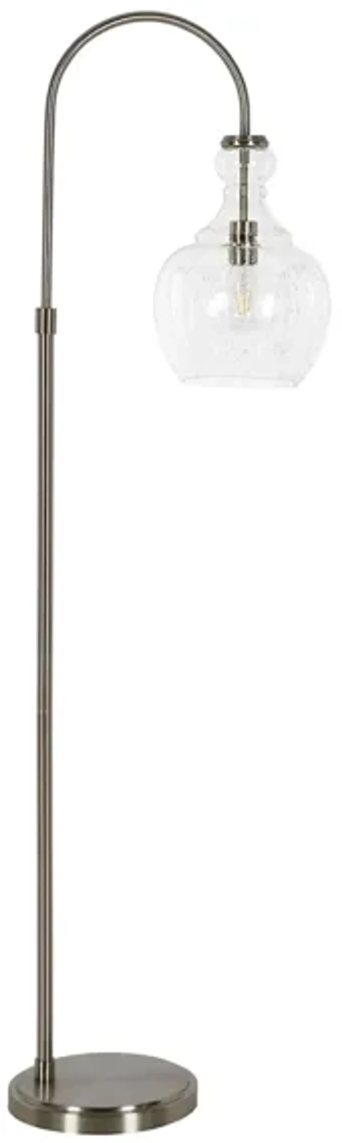 Nadire Seeded Glass Arc Floor Lamp in Brushed Nickel by Hudson & Canal