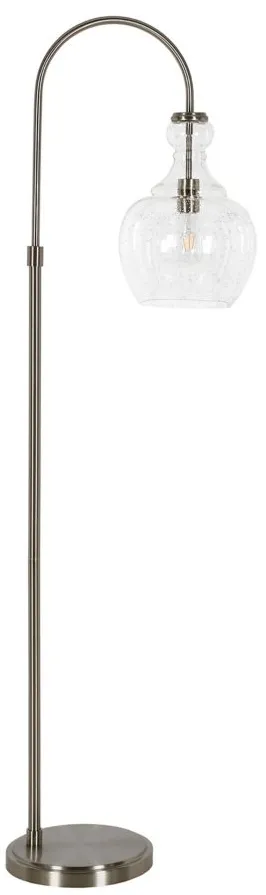 Nadire Seeded Glass Arc Floor Lamp in Brushed Nickel by Hudson & Canal