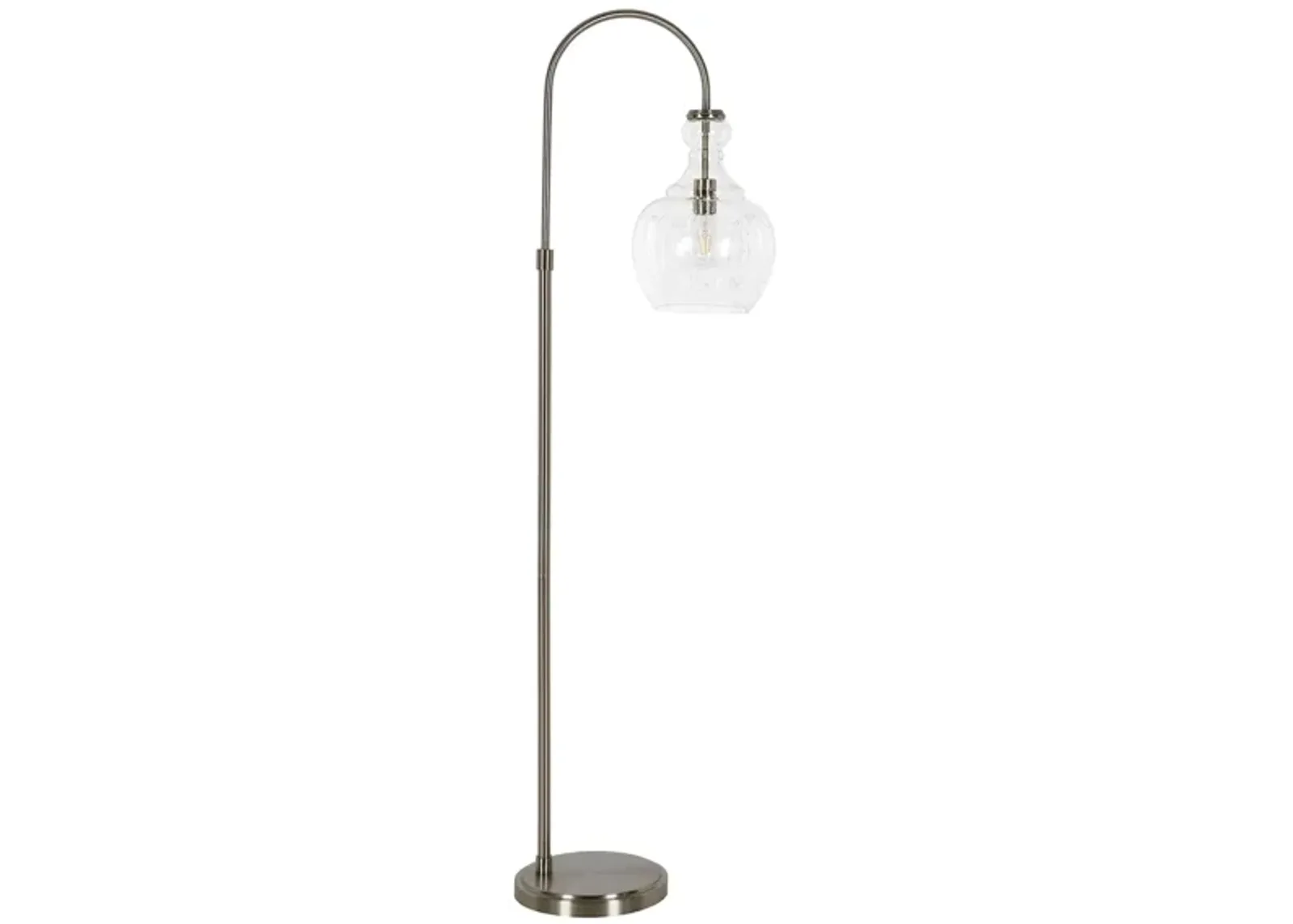 Nadire Seeded Glass Arc Floor Lamp in Brushed Nickel by Hudson & Canal