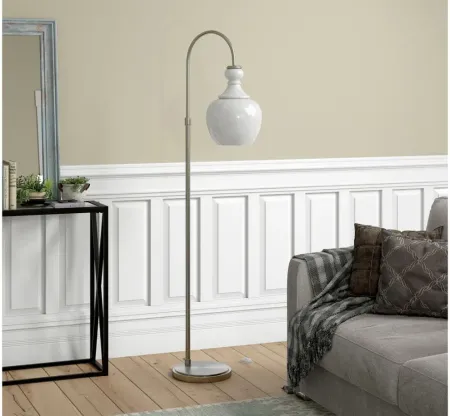 Nadire White Dome Floor Lamp in Brushed Nickel by Hudson & Canal