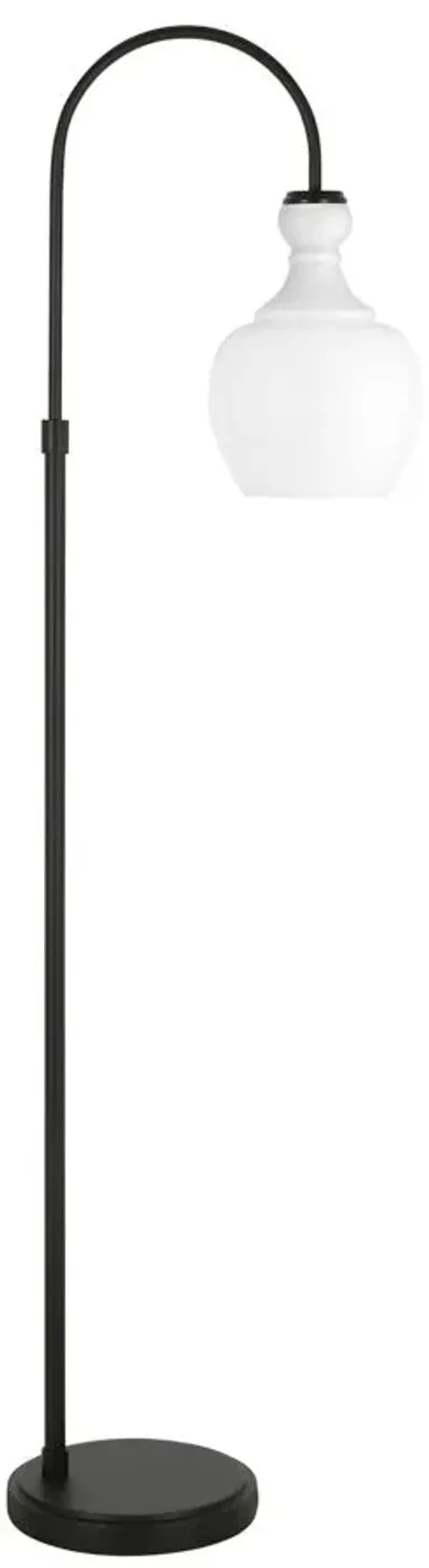 Nadire White Dome Floor Lamp in Blackened Bronze by Hudson & Canal