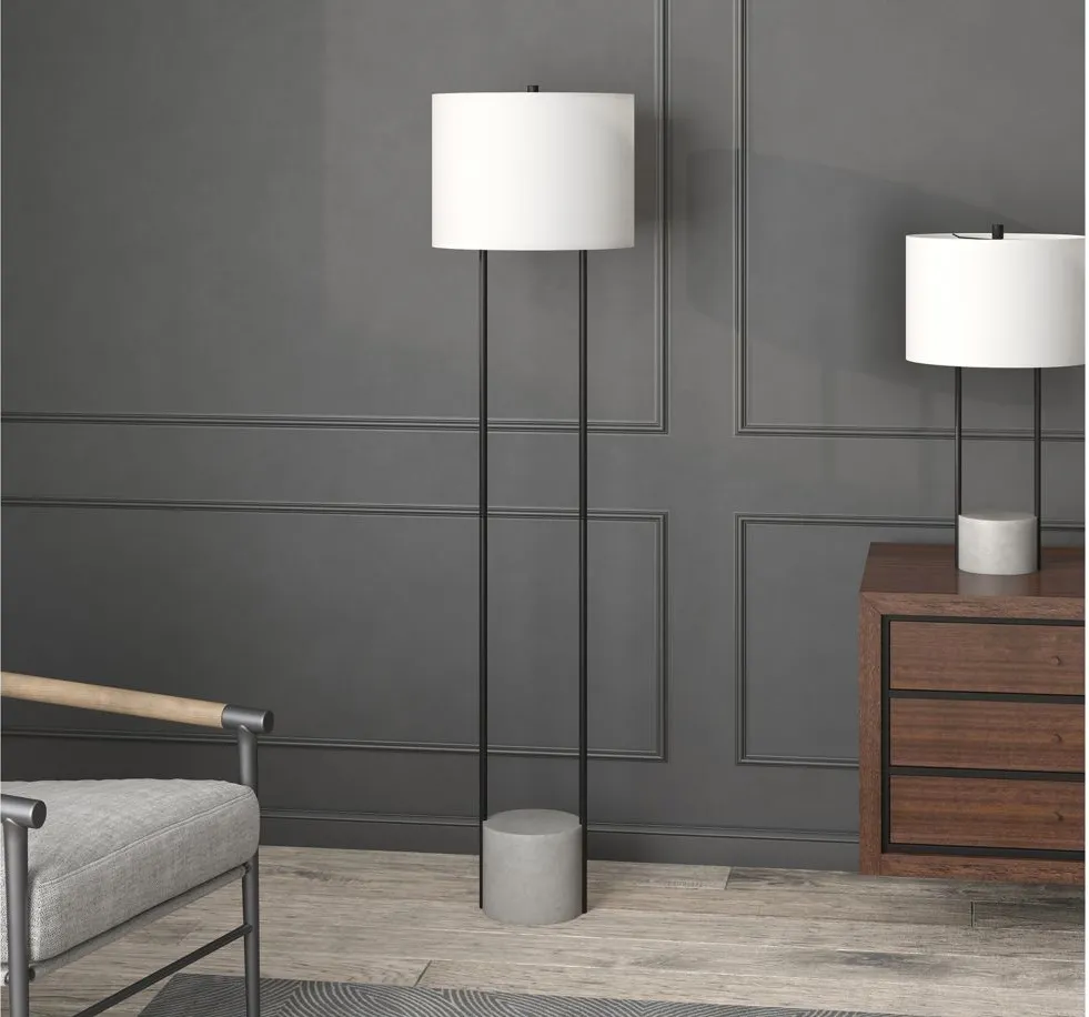 Uma Floor Lamp in Blackened Bronze;Concrete by Hudson & Canal