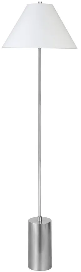 Merida Floor Lamp in Brushed Nickel;White by Hudson & Canal