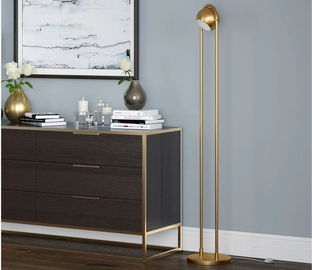 Souma Floor Lamp in Brushed Brass by Hudson & Canal