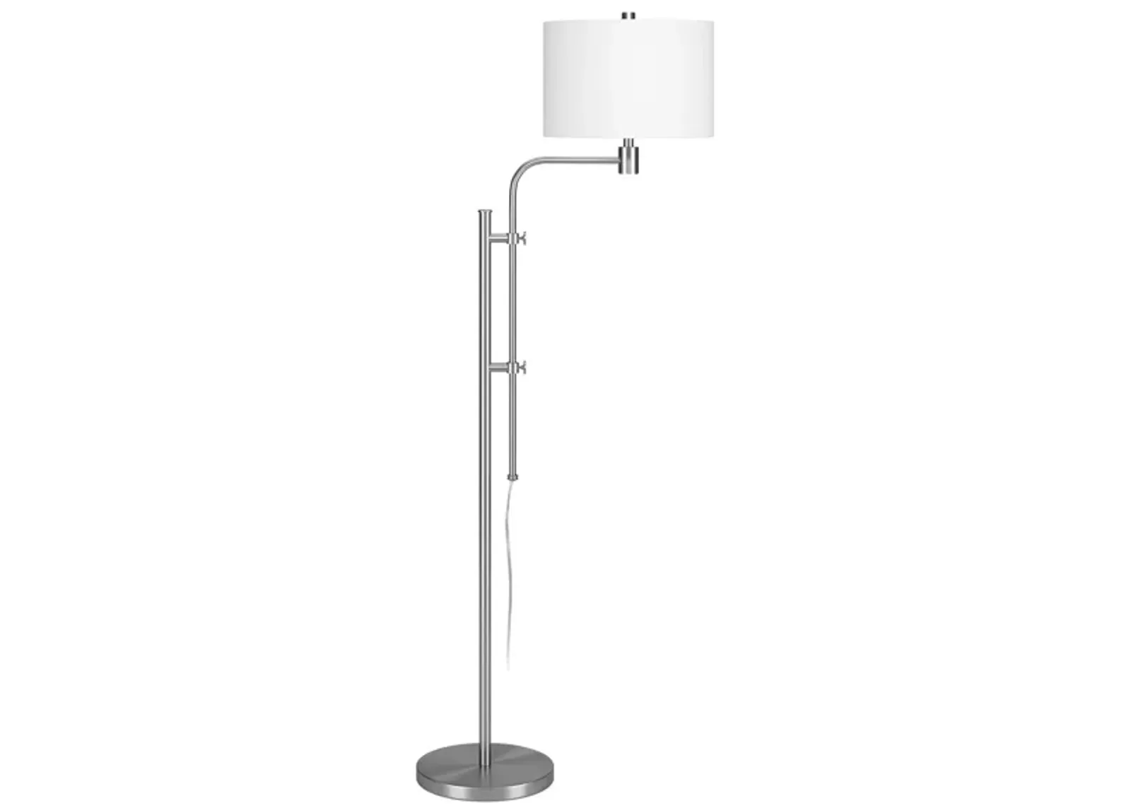 Amon Height-Adjustable Floor Lamp in Brushed Nickel by Hudson & Canal