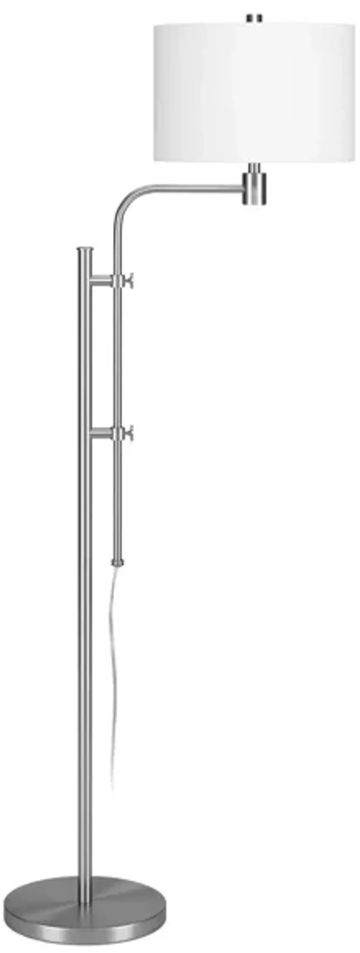 Amon Height-Adjustable Floor Lamp in Brushed Nickel by Hudson & Canal