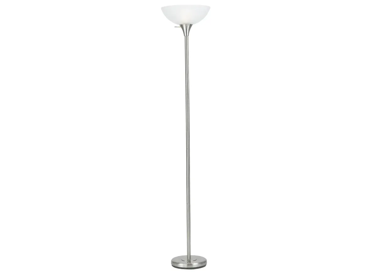 3 Way Torchiere Floor Lamp in Brushed Steel by Cal Lighting