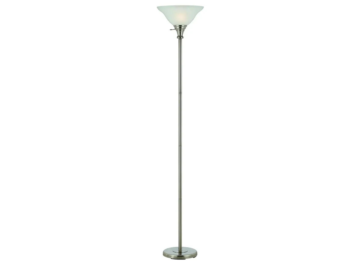 3 Way Torchiere Floor Lamp in Brushed Steel by Cal Lighting