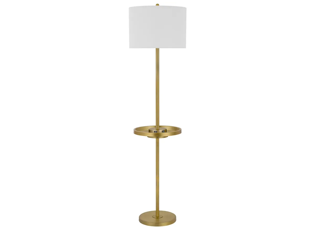 Crofton Floor Lamp with USB in Antique Brass by Cal Lighting