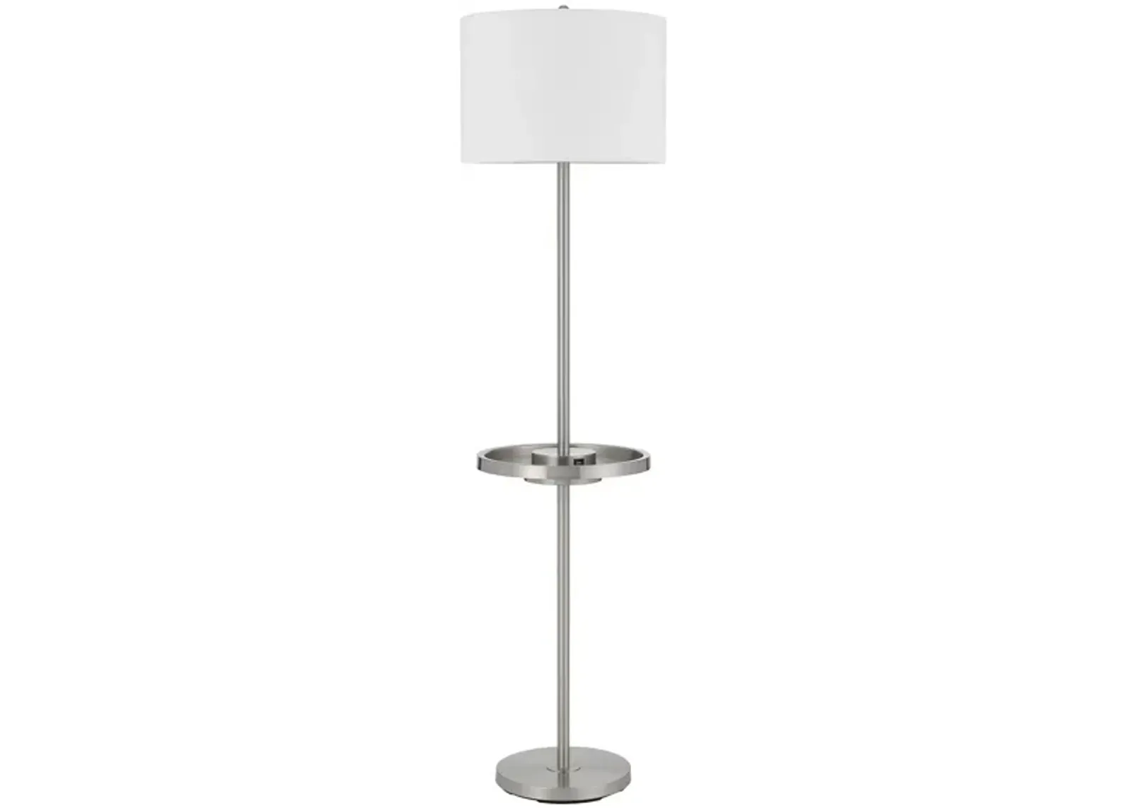 Crofton Floor Lamp with USB in Brushed Steel by Cal Lighting