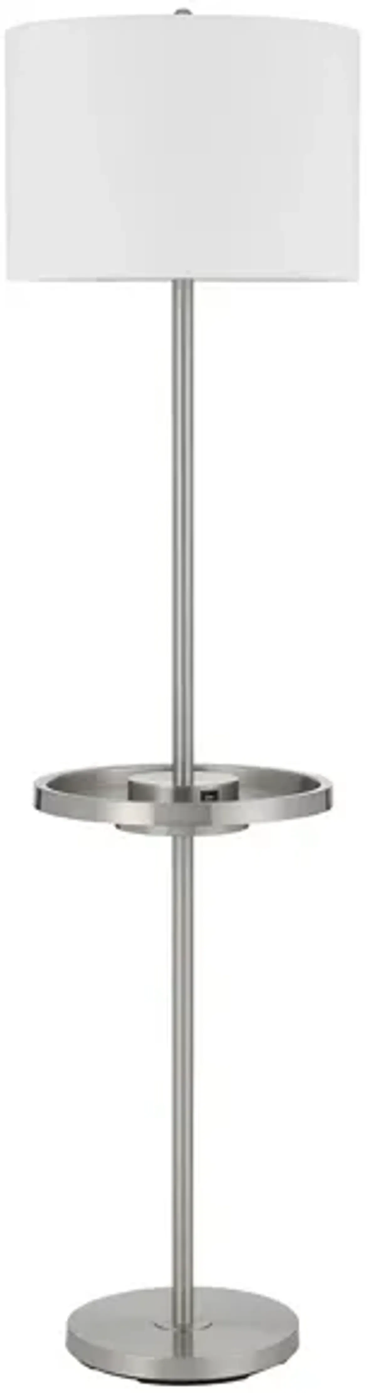 Crofton Floor Lamp with USB in Brushed Steel by Cal Lighting