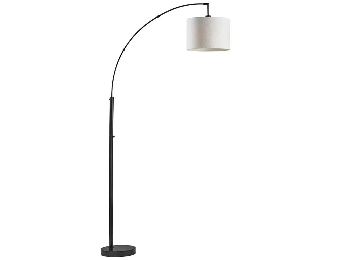 Bowery Arc Lamp in Black with White Shade by Adesso Inc