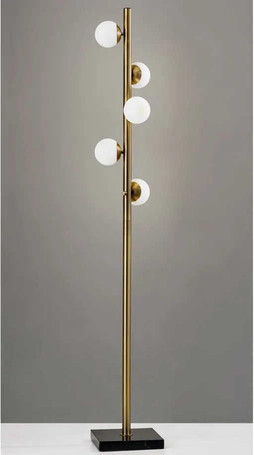 Doppler 5 Light Floor Lamp in Antiqued Brass by Adesso Inc