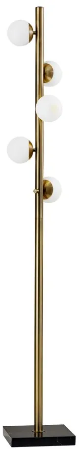 Doppler 5 Light Floor Lamp in Antiqued Brass by Adesso Inc