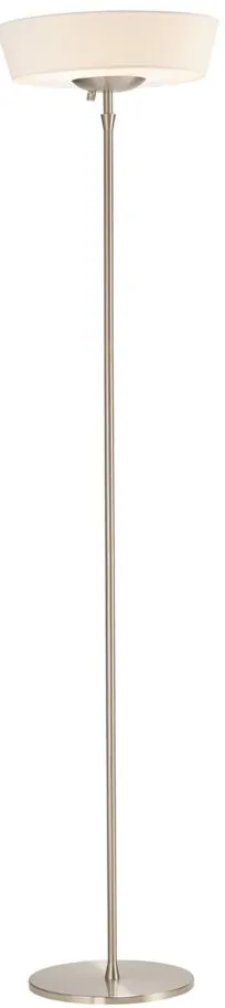 Harper Torchiere Floor Lamp in Silver with White Shade by Adesso Inc