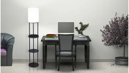 Charging Station Shelf Floor Lamp in Black by Adesso