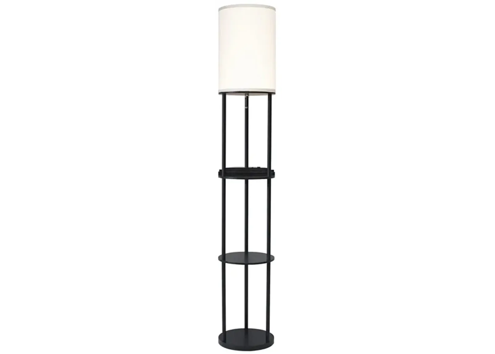 Charging Station Shelf Floor Lamp in Black by Adesso