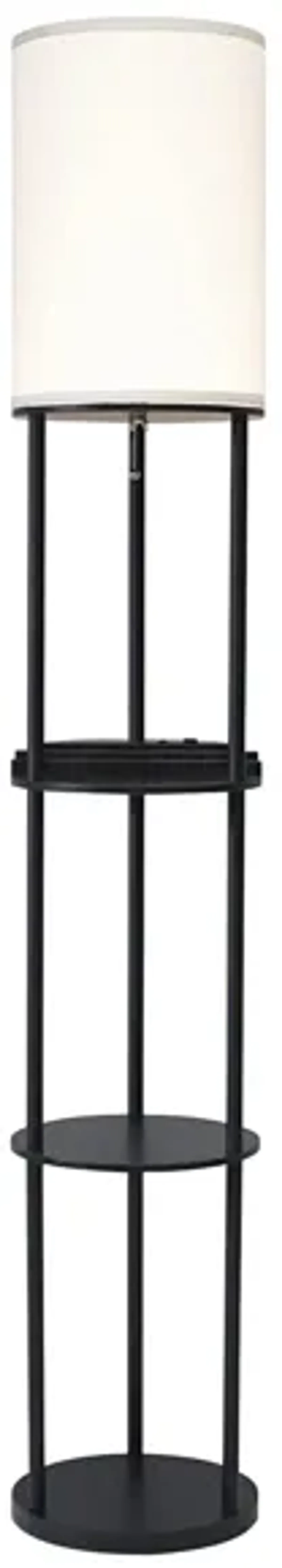 Charging Station Shelf Floor Lamp in Black by Adesso