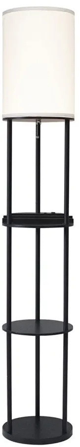Charging Station Shelf Floor Lamp in Black by Adesso