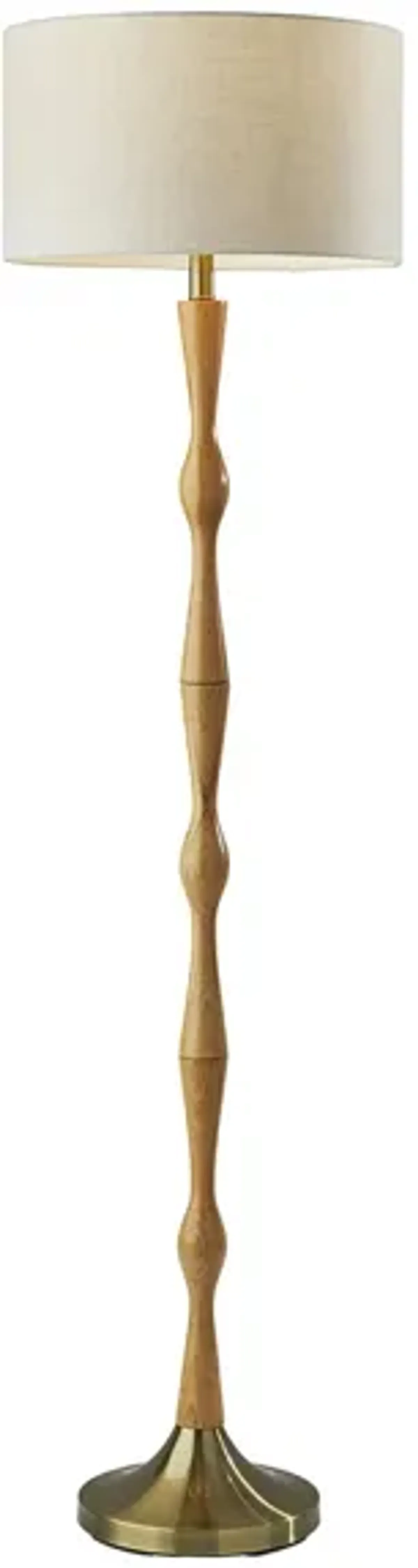 Eve Floor Lamp in Natural Oak Wood, Antique Brass by Adesso Inc