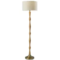 Eve Floor Lamp in Natural Oak Wood, Antique Brass by Adesso Inc