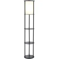 Stewart Round Shelf Floor Lamp in Black by Adesso Inc