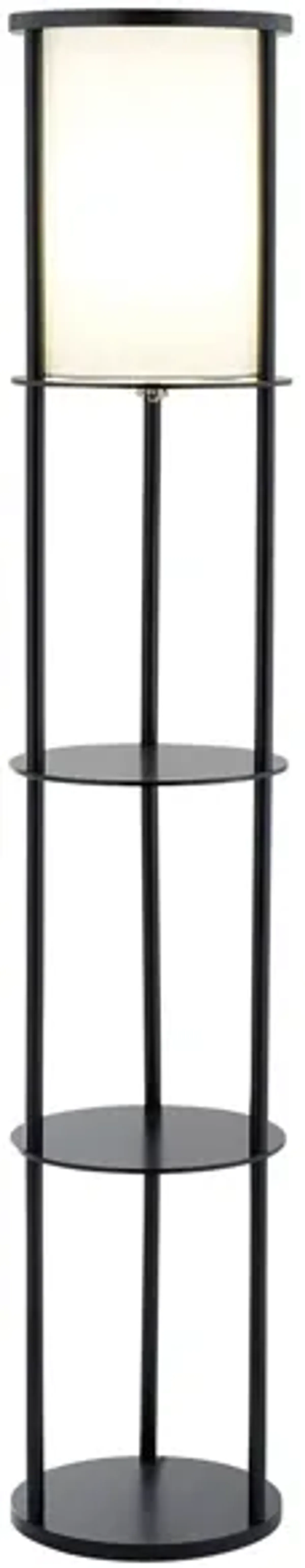 Stewart Round Shelf Floor Lamp in Black by Adesso Inc