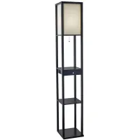 Parker Shelf Floor Lamp w/ Drawers in Black by Adesso Inc
