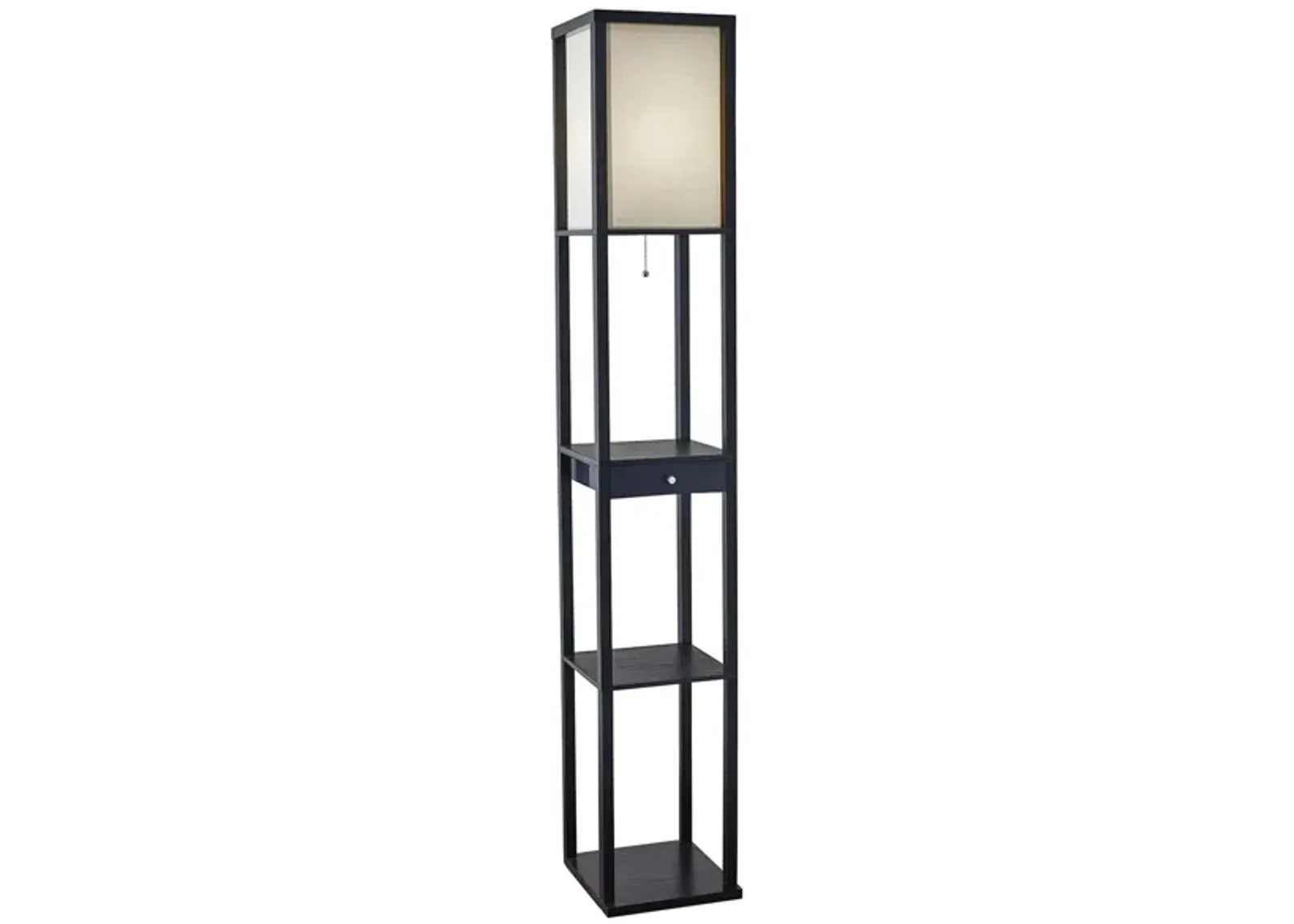 Parker Shelf Floor Lamp w/ Drawers in Black by Adesso Inc