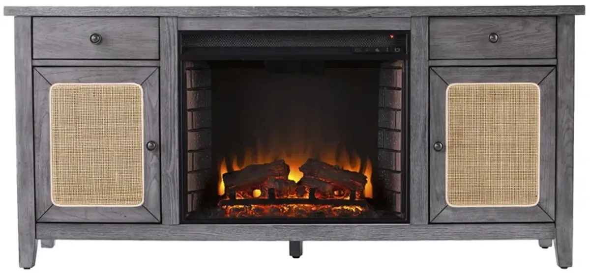 Raegan Electric Fireplace Media Console in Gray by SEI Furniture