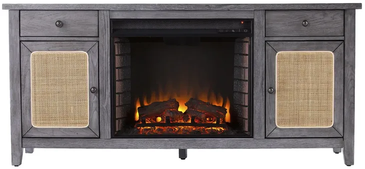 Raegan Electric Fireplace Media Console in Gray by SEI Furniture