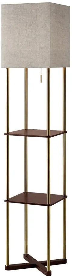 Harrison Floor Lamp w/ Shelves in Walnut by Adesso Inc