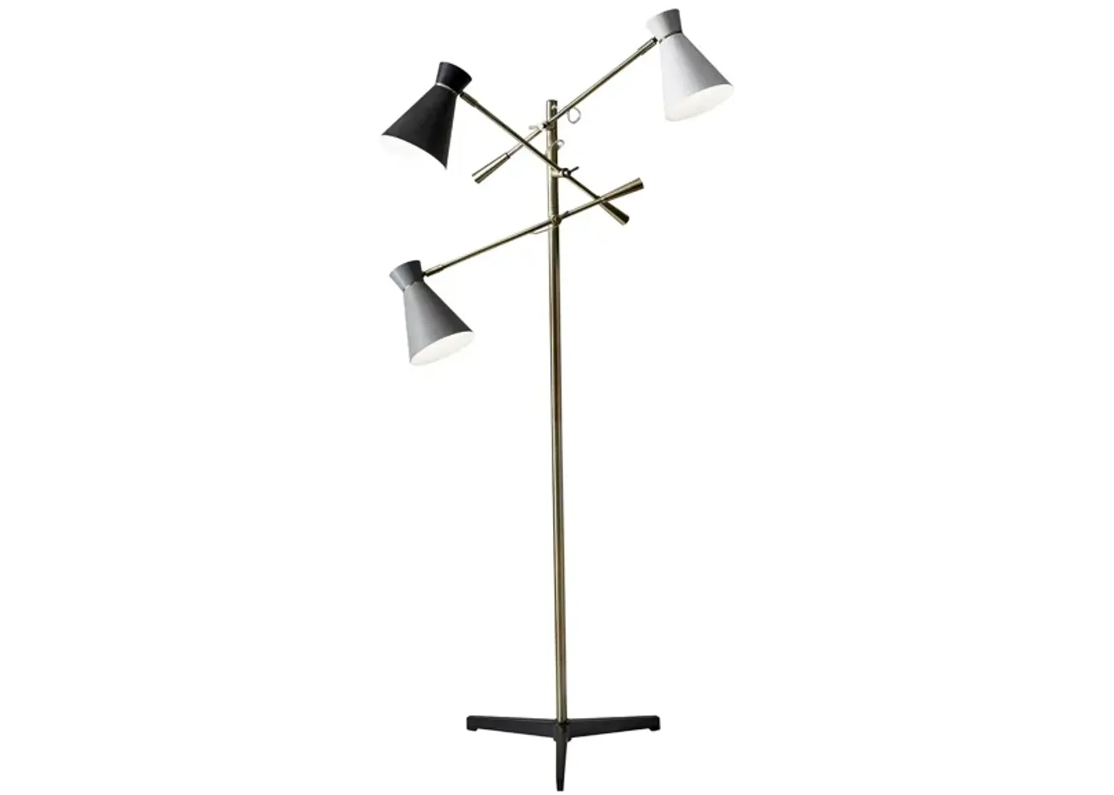 Lyle 3-Arm Floor Lamp in Antique Brass & Neutral Colors by Adesso Inc