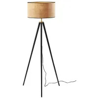 Jackson Floor Lamp in Black Wood w. Antique Brass Accents by Adesso Inc