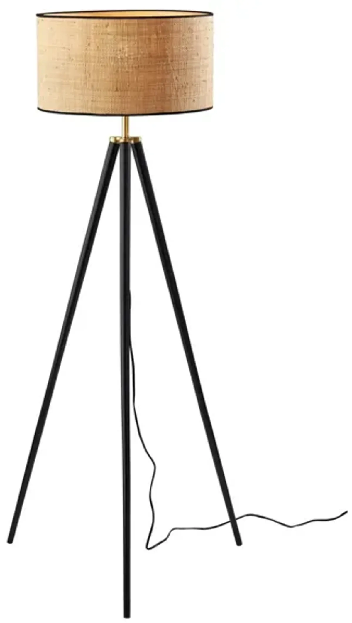 Jackson Floor Lamp in Black Wood w. Antique Brass Accents by Adesso Inc