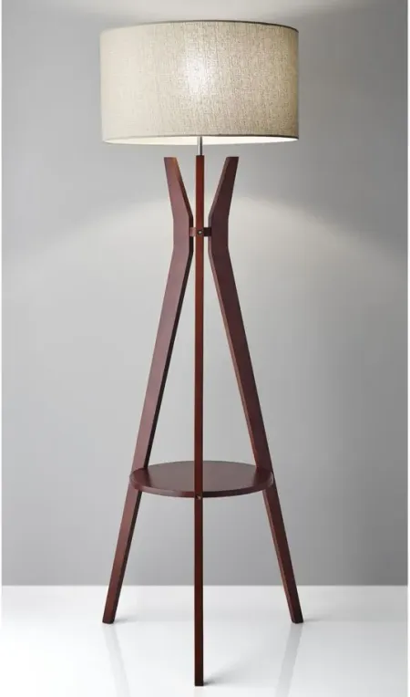 Bedford Floor Lamp w/ Shelf in Walnut by Adesso Inc
